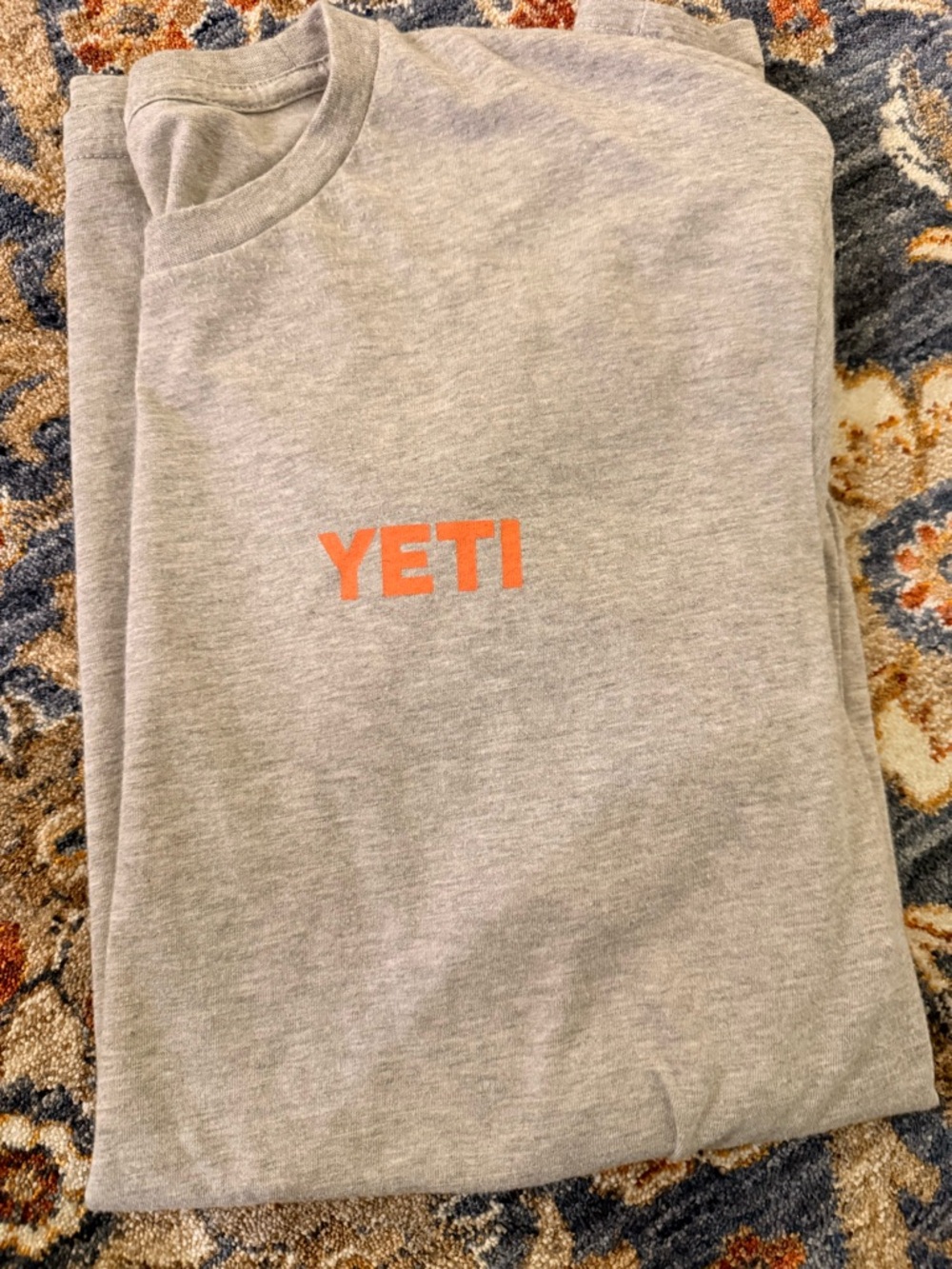 Yeti Heather Gray T-Shirt with Bright Orange Logo